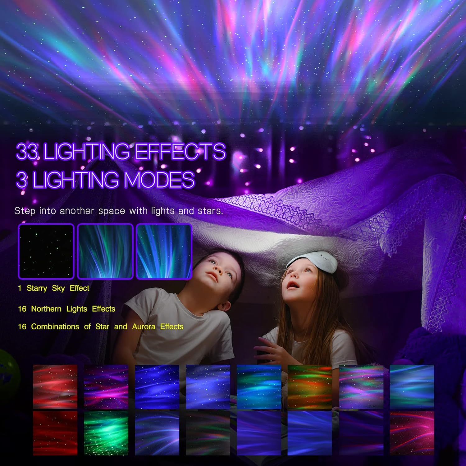 HODANS Northern Galaxy Light Aurora Projector With 33 Light Effects (LED Star Projector For Bedroom Nebula Lamp, Remote Control, White Noises, Bluetooth Speaker For Parties) - View 3 of 7