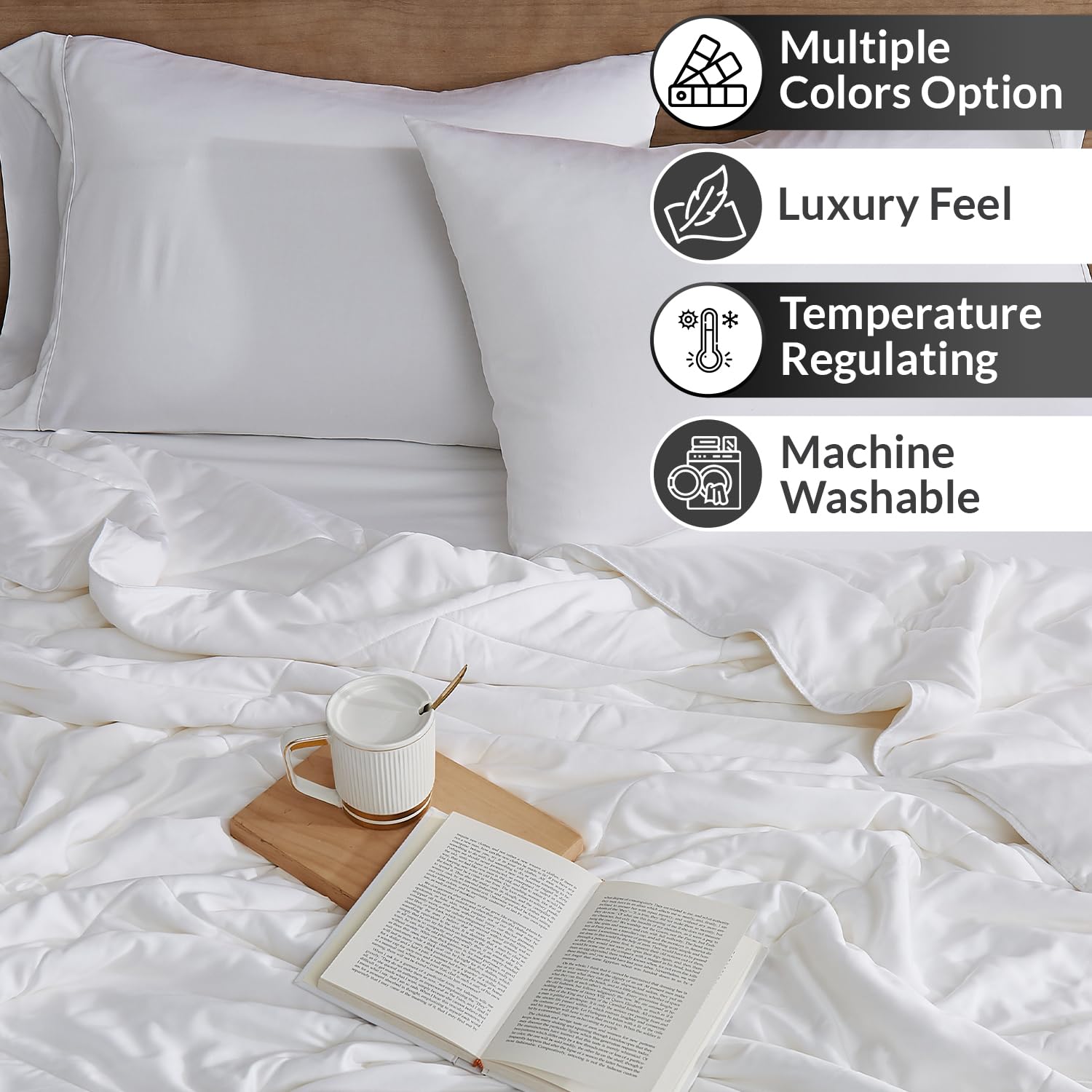 The Coldest Water Coldest Comforter Set All Seasons Down Alternative Duvet 100% Viscose Bamboo Easy Wash Breathable Lightweight Cozy Luxury Feel - View 7 of 9