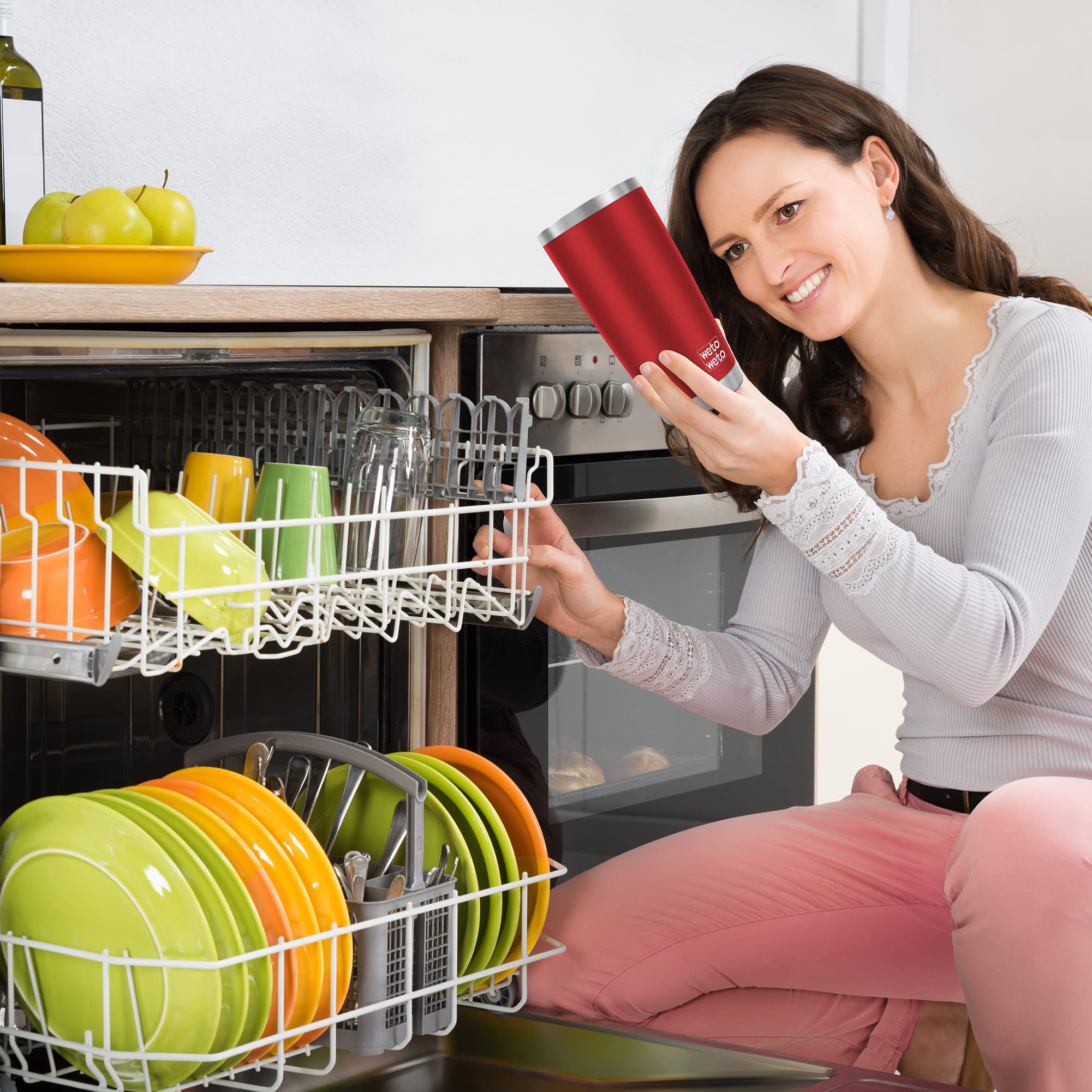 WETOWETO WETOWETO 20oz Stainless Steel Vacuum Insulated Tumbler Red Double Wall Travel Mug for Water and Coffee - View 7 of 7