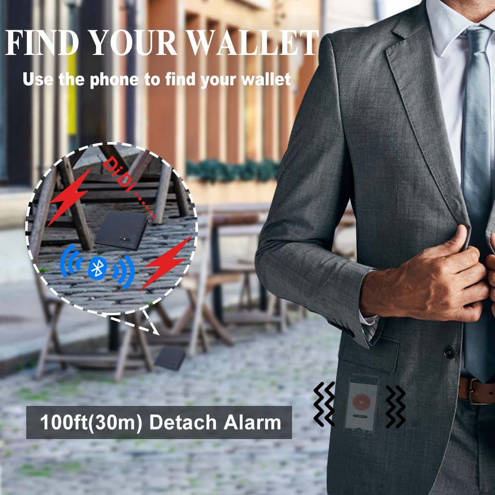SMART CC Electronic Finder Anti-Lost Bluetooth Wallet Tracker with GPS Locator for Men Carbon Black and Blue - View 2 of 9