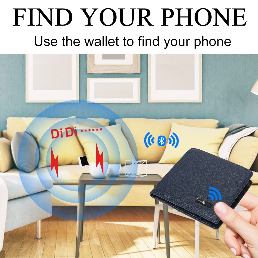 SMART CC Electronic Finder Anti-Lost Bluetooth Wallet Tracker with GPS Locator for Men Carbon Black and Blue - View 3 of 9