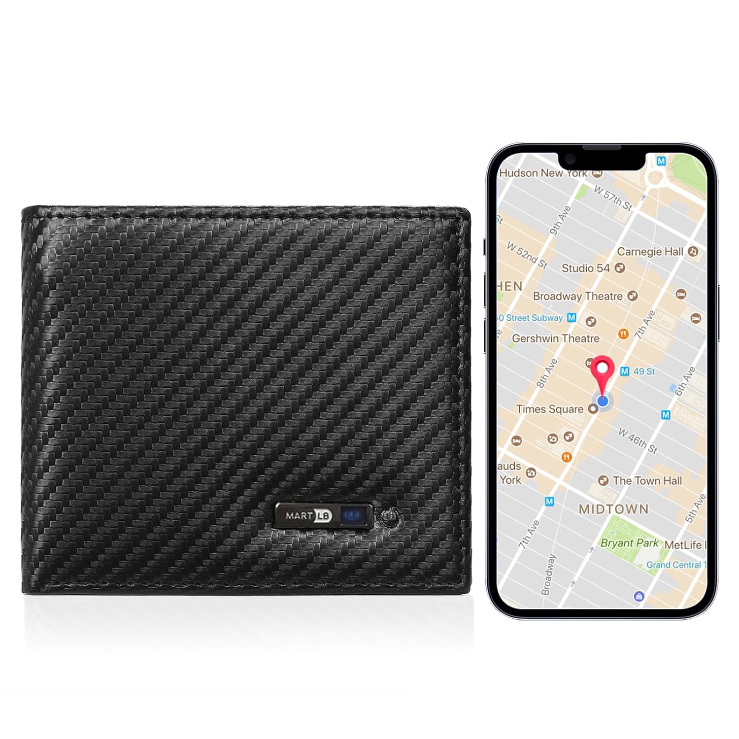 SMART CC Electronic Finder Anti-Lost Bluetooth Wallet Tracker with GPS Locator for Men Carbon Black and Blue - View 7 of 9