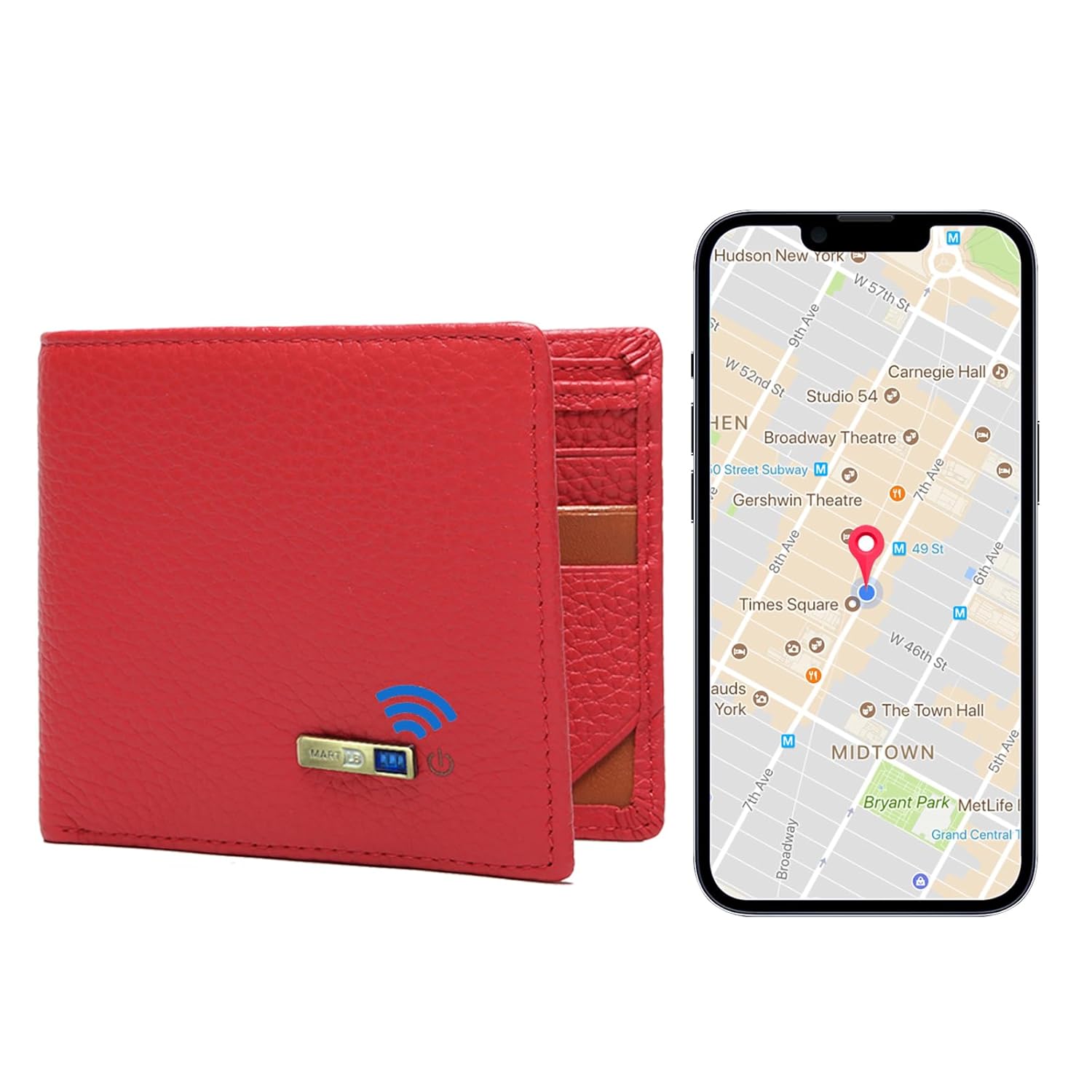 SMART CC Electronic Finder Anti-Lost Bluetooth Wallet Tracker with GPS Locator for Men Carbon Black and Blue - View 8 of 9