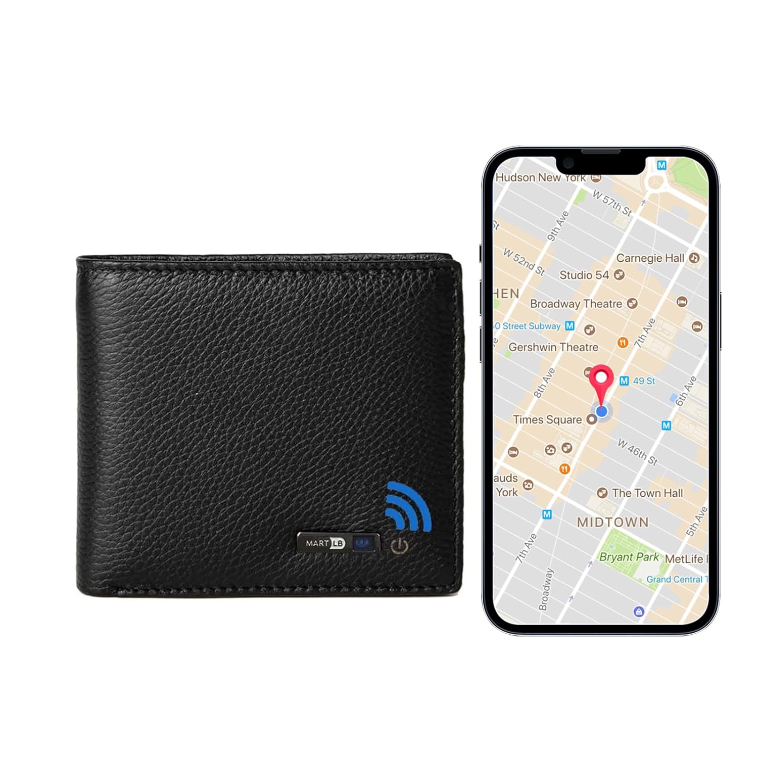 SMART CC Electronic Finder Anti-Lost Bluetooth Wallet Tracker with GPS Locator for Men Carbon Black and Blue - View 9 of 9