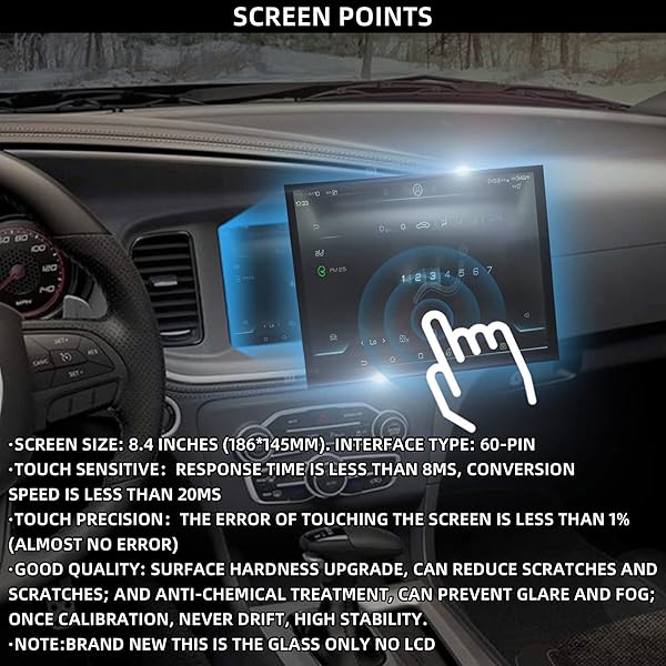 Dasbecan "Dasbecan 8.4" Touch Screen Digitizer for Uconnect Radio - Compatible with Dodge RAM, Durango, Challenger, Jeep, Chrysler 2017-2022" - View 5 of 8