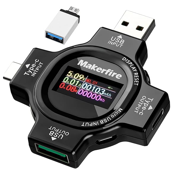 MakerHawk USB Tester Voltage Power Meter - Type C Multimeter for Accurate USB C Voltage & Current Monitoring (Upgrade Version)
