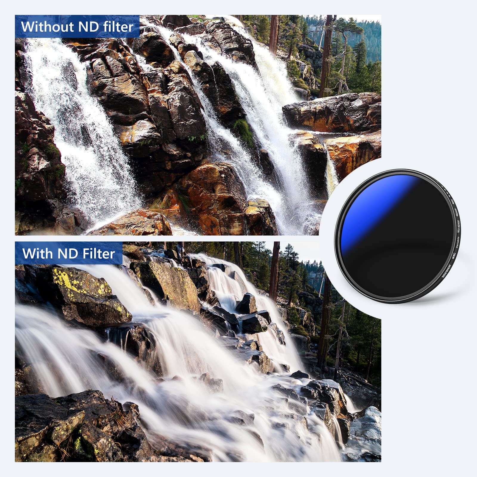 NEEWER NEEWER 46mm Variable ND Filter ND2-ND400 Multi-Layer Coating Water Scratch Resistant for Photography and Videography - View 8 of 9