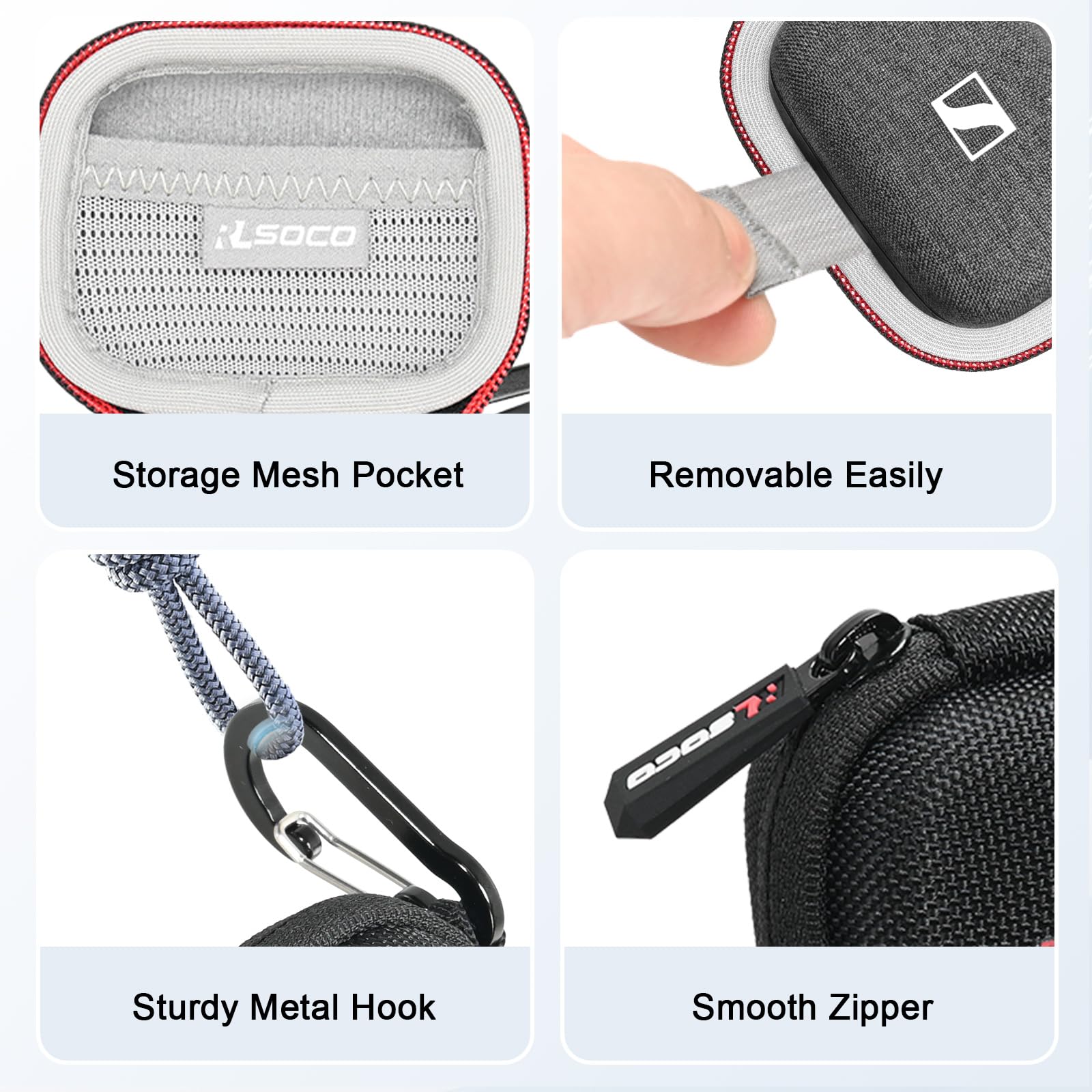 RLSOCO Hard Case and Silicon Cover for Sennheiser Momentum True Wireless 3 Black - View 3 of 7