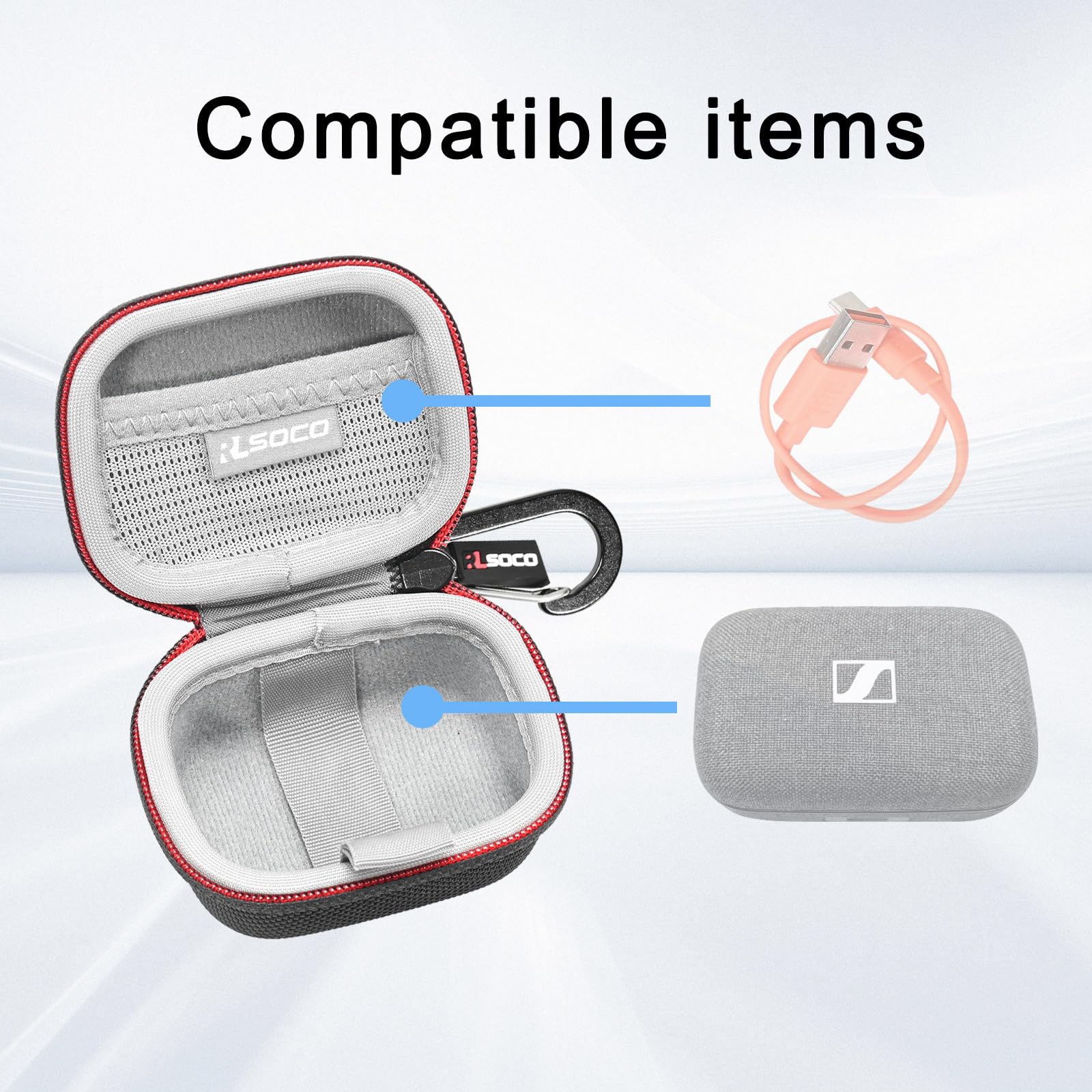 RLSOCO Hard Case and Silicon Cover for Sennheiser Momentum True Wireless 3 Black - View 4 of 7