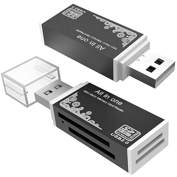 Wansurs 4-in-1 Micro SD Card Reader USB Adapter for SDXC SDHC MMC RS-MMC M2 Cards 2 Pack Black