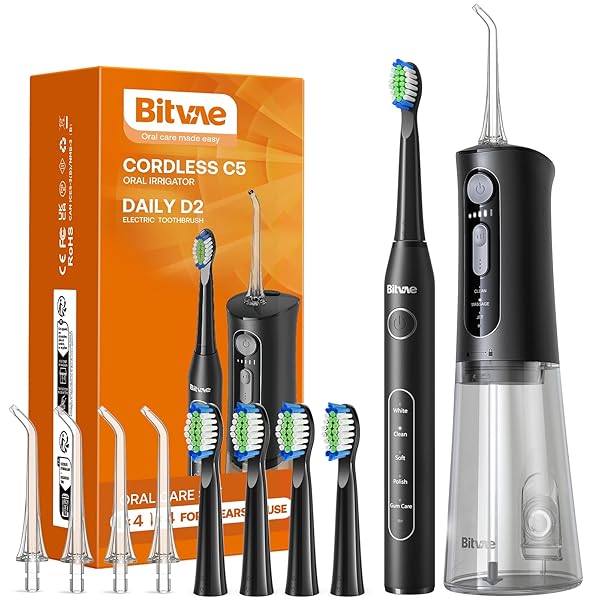 Bitvae Bitvae Water Dental Flosser and Sonic Electric Toothbrush 5 Modes Cordless Portable Teeth Cleaning Solution