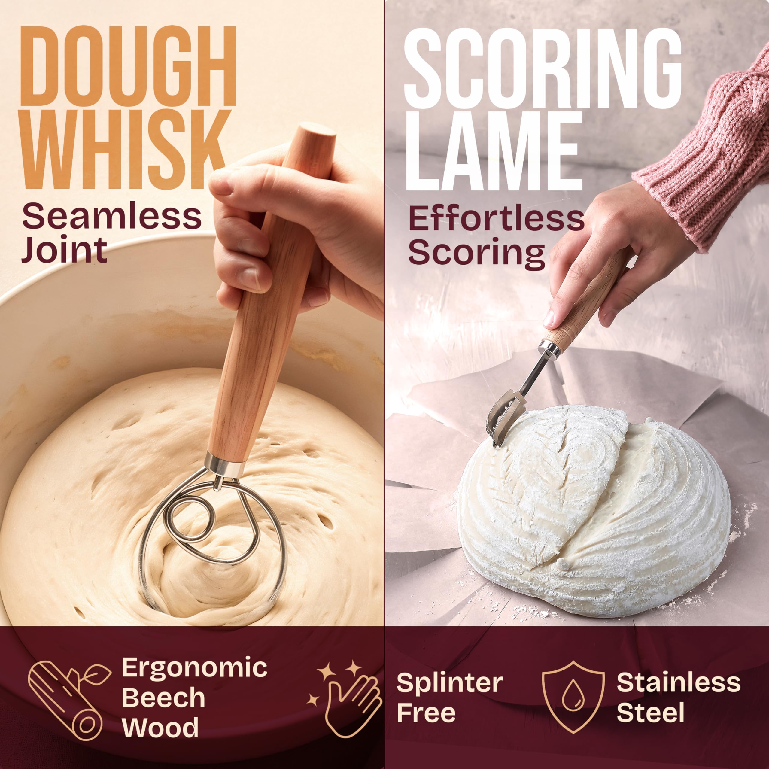 Superbaking Superbaking 10 Inch Oval Banneton Bread Proofing Basket Set for Artisan Bread Making and Baking Supplies Gifts for Bakers - View 6 of 9