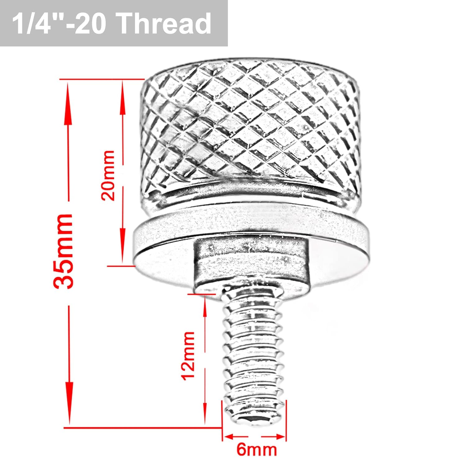 GUAIMI Stainless Knurled Fender Seat Bolt Screw 1/4-20 Thread for Harley 1996-2023 Sportster Dyna Softail Touring CVO American Flag Chrome - View 6 of 6