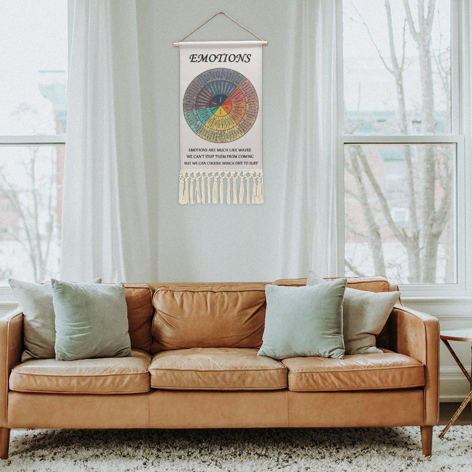 Yokepoh Emotions Feelings Wheel Chart Poster for Mental Health Therapy Office Decor Cotton Linen Wall Art Home Decor Kids Behavior Chart - View 7 of 7