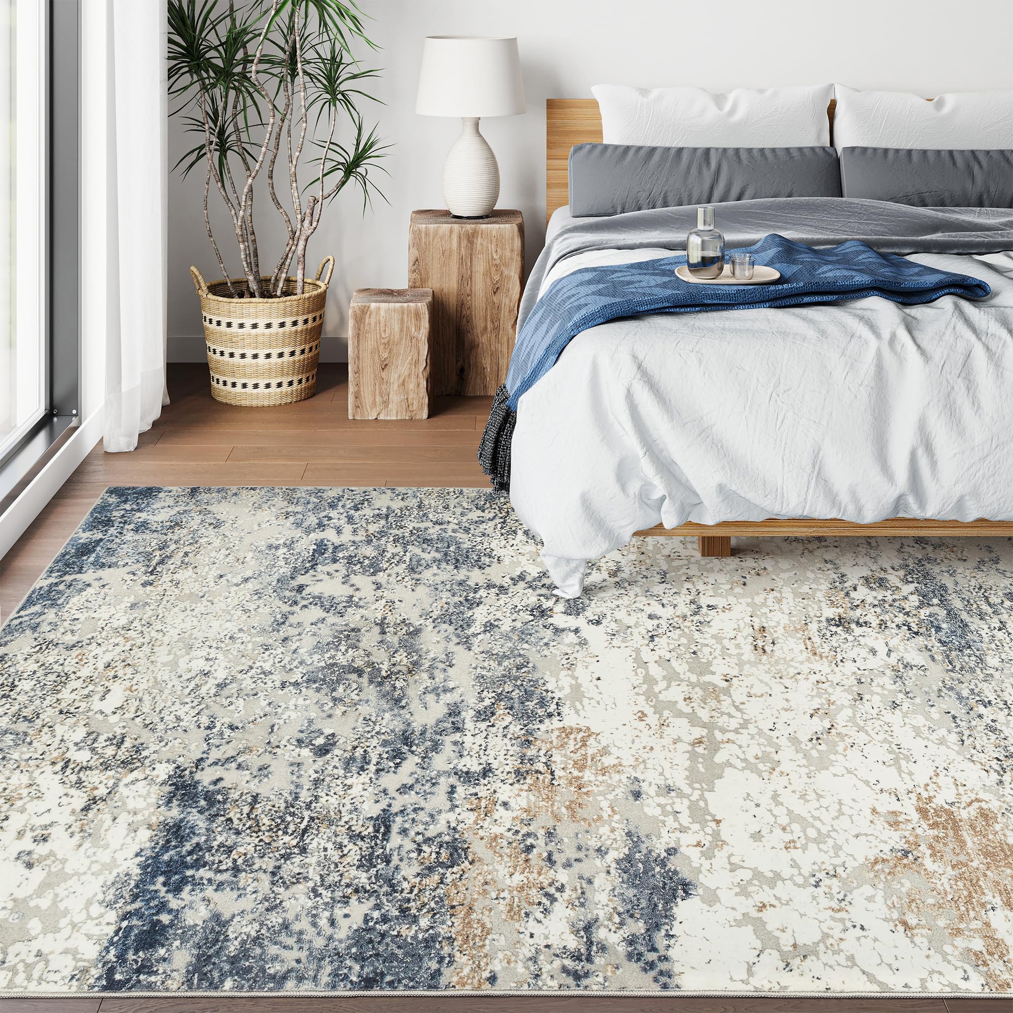 Art&Tuft Art and Tuft Washable 5x7 Rug with Anti-Slip Backing Abstract Design Stain Resistant Foldable Machine Washable for Living Room - View 3 of 9