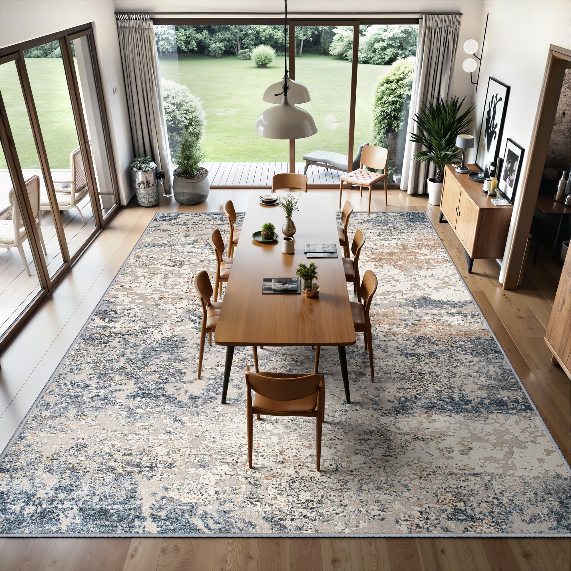 Art&Tuft Art and Tuft Washable 5x7 Rug with Anti-Slip Backing Abstract Design Stain Resistant Foldable Machine Washable for Living Room - View 4 of 9