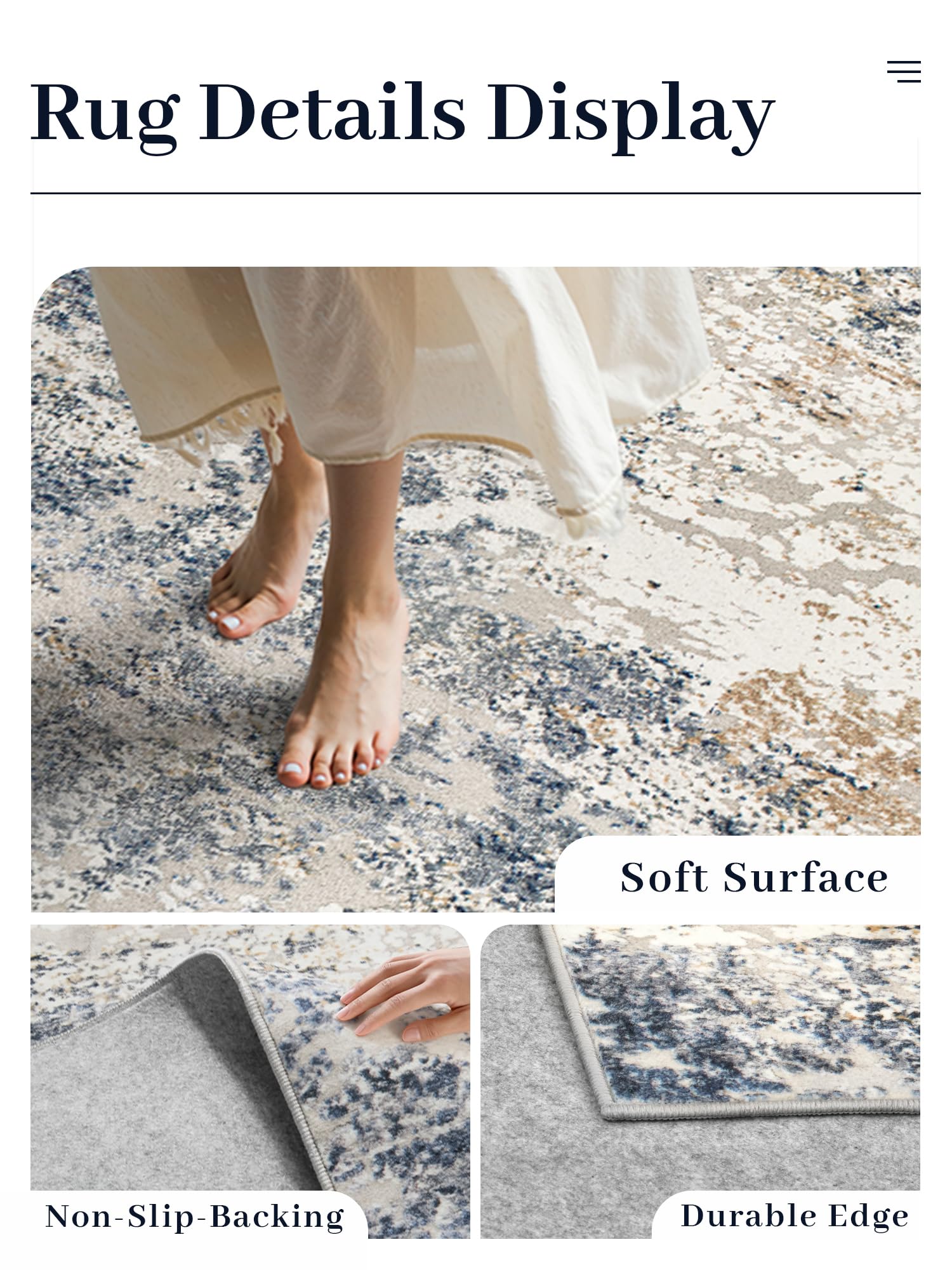 Art&Tuft Art and Tuft Washable 5x7 Rug with Anti-Slip Backing Abstract Design Stain Resistant Foldable Machine Washable for Living Room - View 5 of 9