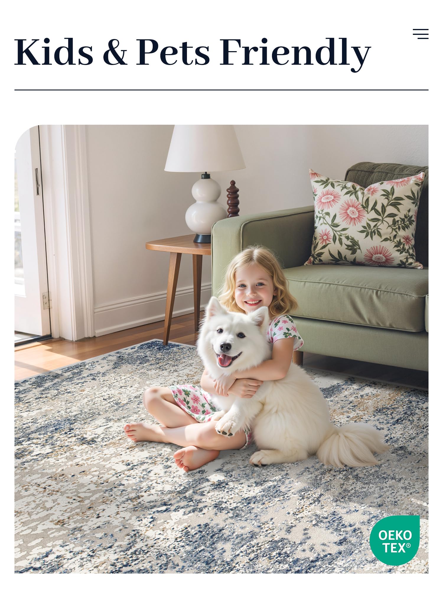 Art&Tuft Art and Tuft Washable 5x7 Rug with Anti-Slip Backing Abstract Design Stain Resistant Foldable Machine Washable for Living Room - View 7 of 9