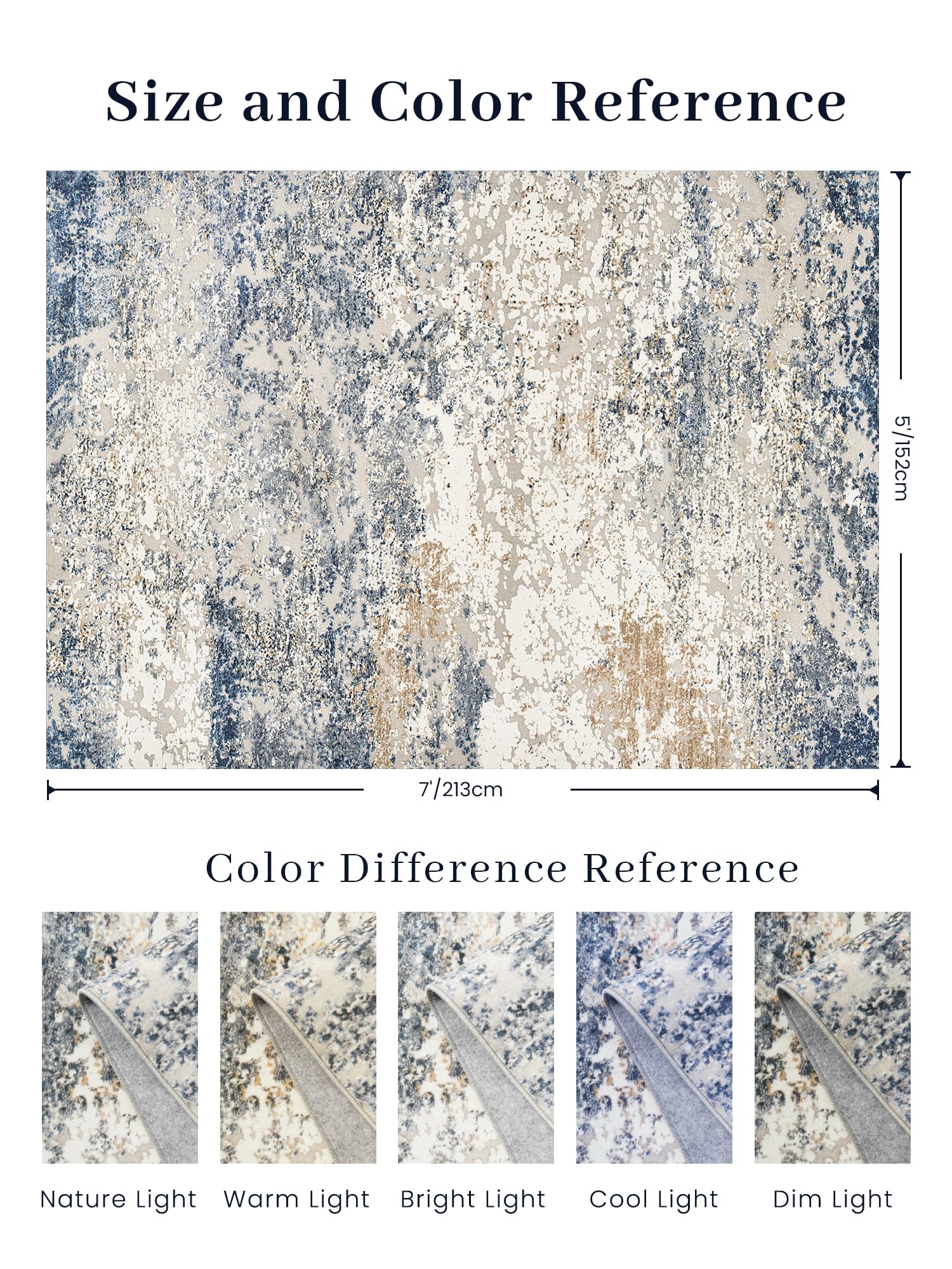 Art&Tuft Art and Tuft Washable 5x7 Rug with Anti-Slip Backing Abstract Design Stain Resistant Foldable Machine Washable for Living Room - View 9 of 9