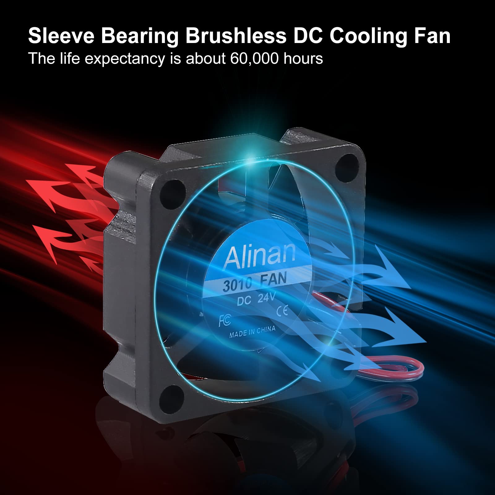 Alinan 6pcs 3010 24V Brushless DC Cooling Fan 30x30x10mm for 3D Printer and Computer Use - View 2 of 7