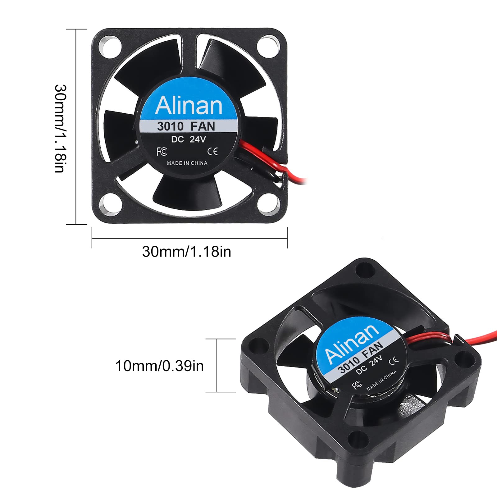 Alinan 6pcs 3010 24V Brushless DC Cooling Fan 30x30x10mm for 3D Printer and Computer Use - View 5 of 7