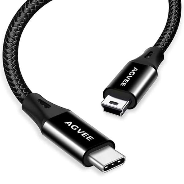 AGVEE AGVEE 2 Pack USB-C to Mini USB Cable 3.3ft - Durable Braided Charger for Cameras, GPS, Blue Yeti & More