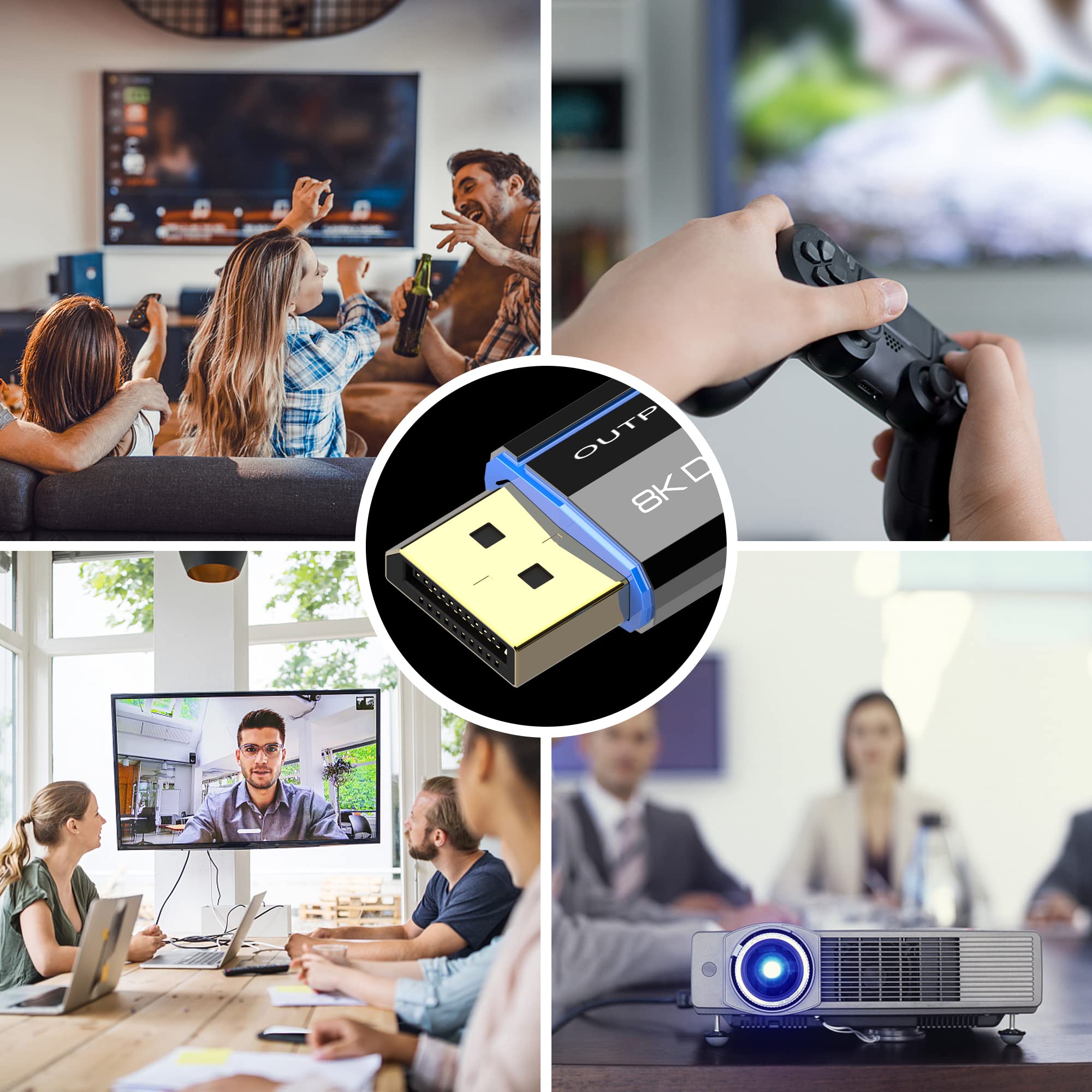 8K Long DP Fiber Optic Cable 165Feet 8K60Hz 4K144Hz 32.4Gbps Displayport 1.4 Gold Plated Slim Flexible Cord HBR3 DSC 1.2 HDR10 3D VR Headset - View 5 of 6