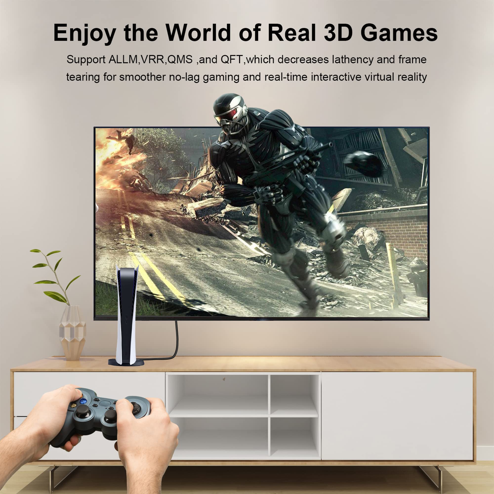 ecjtu 8K Fiber Optic HDMI 2.1 Cable 130 Feet 8K60Hz 4K120Hz 48Gbps Ultra High Speed for TV Gaming Console and PC - View 5 of 6