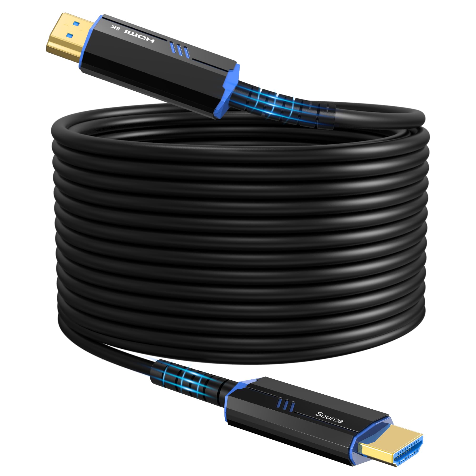 ecjtu 8K Fiber Optic HDMI 2.1 Cable 130 Feet 8K60Hz 4K120Hz 48Gbps Ultra High Speed for TV Gaming Console and PC