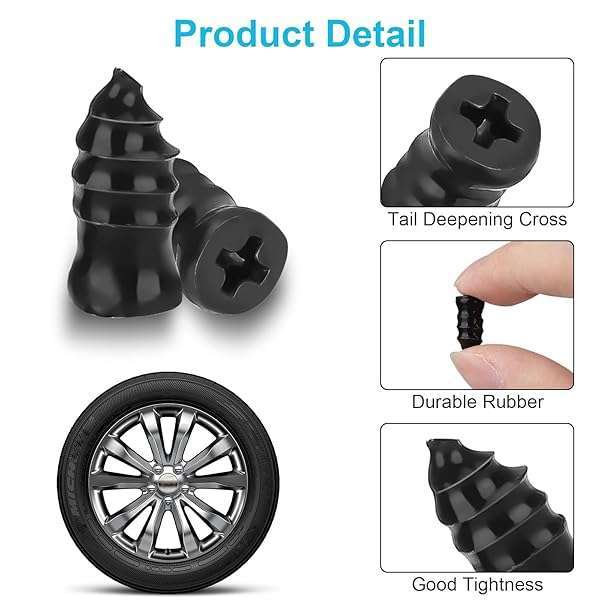 Linkstyle Linkstyle 60PCS Tire Plug Kit: Fast Tire Repair for Cars, Motorcycles & Trucks - Durable Rubber Nails & Screws - View 5 of 9