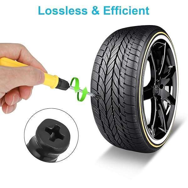 Linkstyle Linkstyle 60PCS Tire Plug Kit: Fast Tire Repair for Cars, Motorcycles & Trucks - Durable Rubber Nails & Screws - View 7 of 9