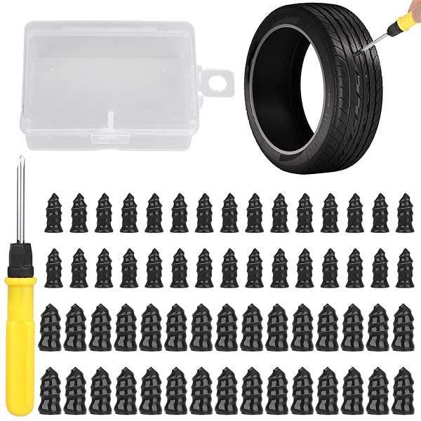 Linkstyle Linkstyle 60PCS Tire Plug Kit: Fast Tire Repair for Cars, Motorcycles & Trucks - Durable Rubber Nails & Screws - View 3 of 9