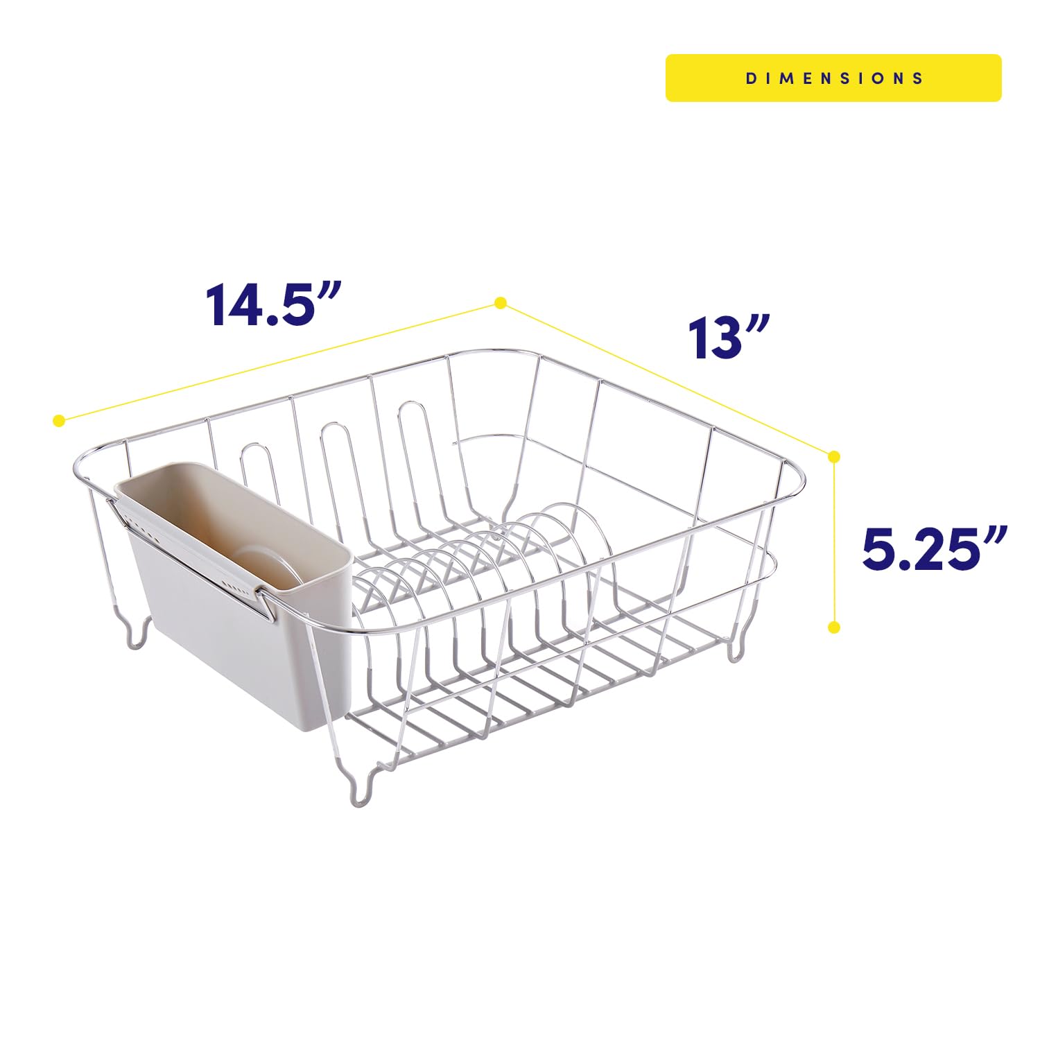 Sweet Home Collection Compact Dish Drying Rack and Cutlery Holder Set Space-Saving Kitchen Organizer for Plates Cups Bowls and Utensils Silver - View 4 of 6