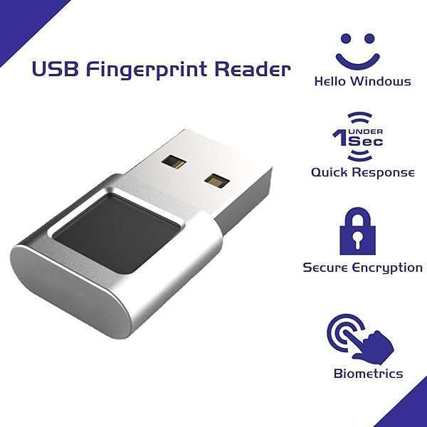 Yoidesu USB Fingerprint Reader Mini Fingerprint Scanner PC Dongle Windows Hello Fingerprint Reader for PC Laptop 360 Degree Touch Speedy Matching Biometric Portable USB Fingerprint Logger for Windows 10/11 - View 4 of 11
