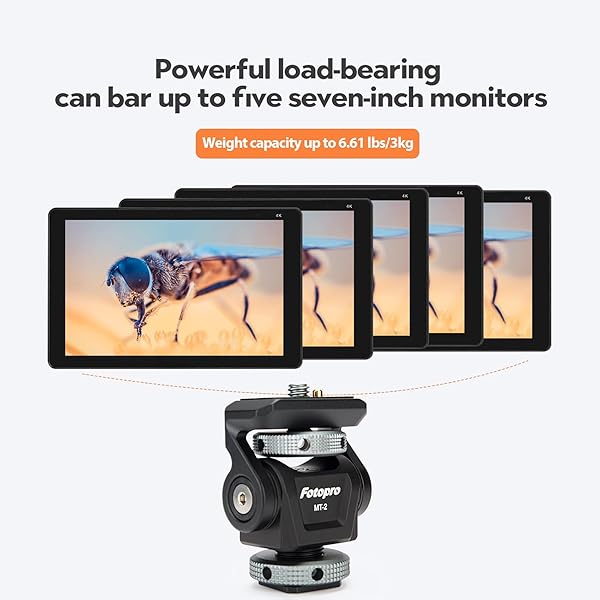 Fotopro Fotopro Field Monitor Mount with Cold Shoe Support Camera Monitor Mount Holder Tilt 180 Degree and Swivel 360 Degree for 5/7 inch Grey - View 5 of 6