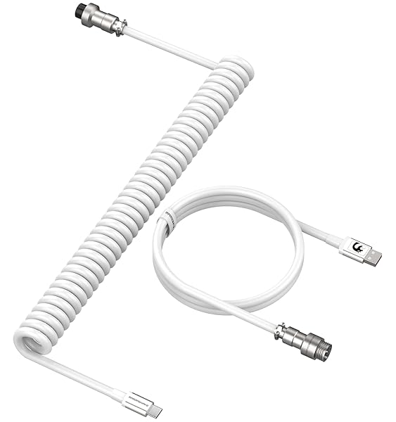 LexonElec LexonElec USB Type C Gaming Keyboard Cable 2.0M Detachable Metal Flyer Stable Connection for PC Gamers White