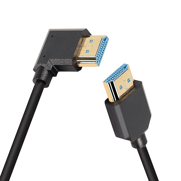 PNGKNYOCN 8K HDMI 2.1 Short Cable - 1FT Right Angle, Ultra High Speed 48Gbps, Supports 8K@60Hz, HDR, eARC