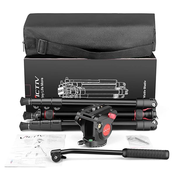 Victiv Tripod Camera Tripod, 72" Video Tripod with Fluid Head, Aluminum Heavy Duty Tripod with Carry Bag, Professional Camera Tripods & Monopods, Compatible with Video Camera, DSLR, Camcorder - View 11 of 11