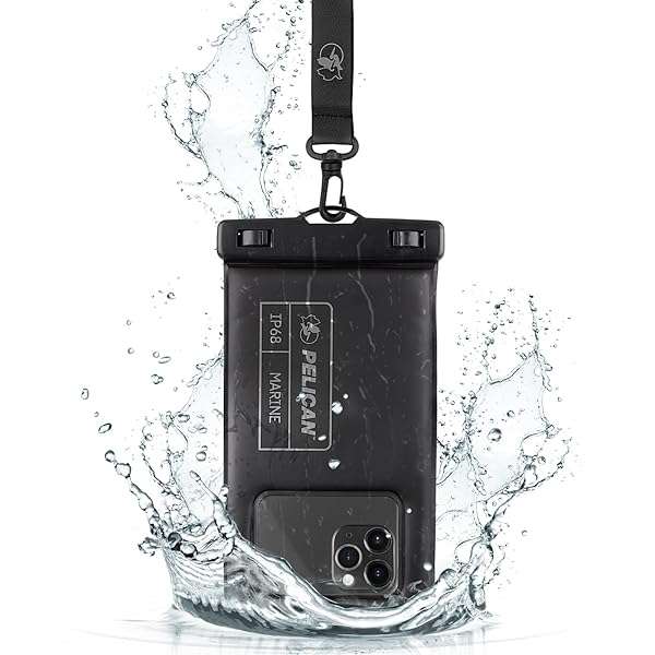 Pelican Pelican Marine IP68 Waterproof Phone Pouch - Floating Case for iPhone 16/15/14/13 & Galaxy S24 - Detachable Lanyard Included