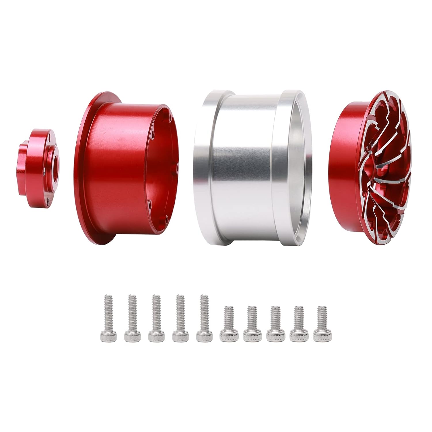 Rchobbytop Rchobbytop 4PCS Aluminum 2.2 Inch Beadlock Wheel Rims for 1/10 RC Crawler Truck Red and Silver - View 2 of 6