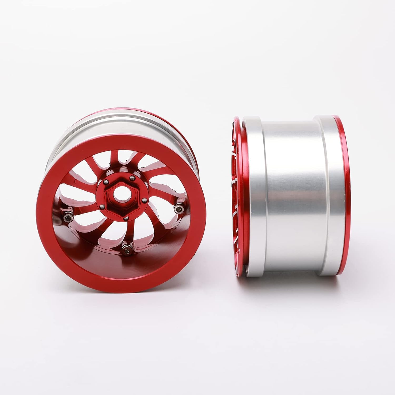 Rchobbytop Rchobbytop 4PCS Aluminum 2.2 Inch Beadlock Wheel Rims for 1/10 RC Crawler Truck Red and Silver - View 5 of 6
