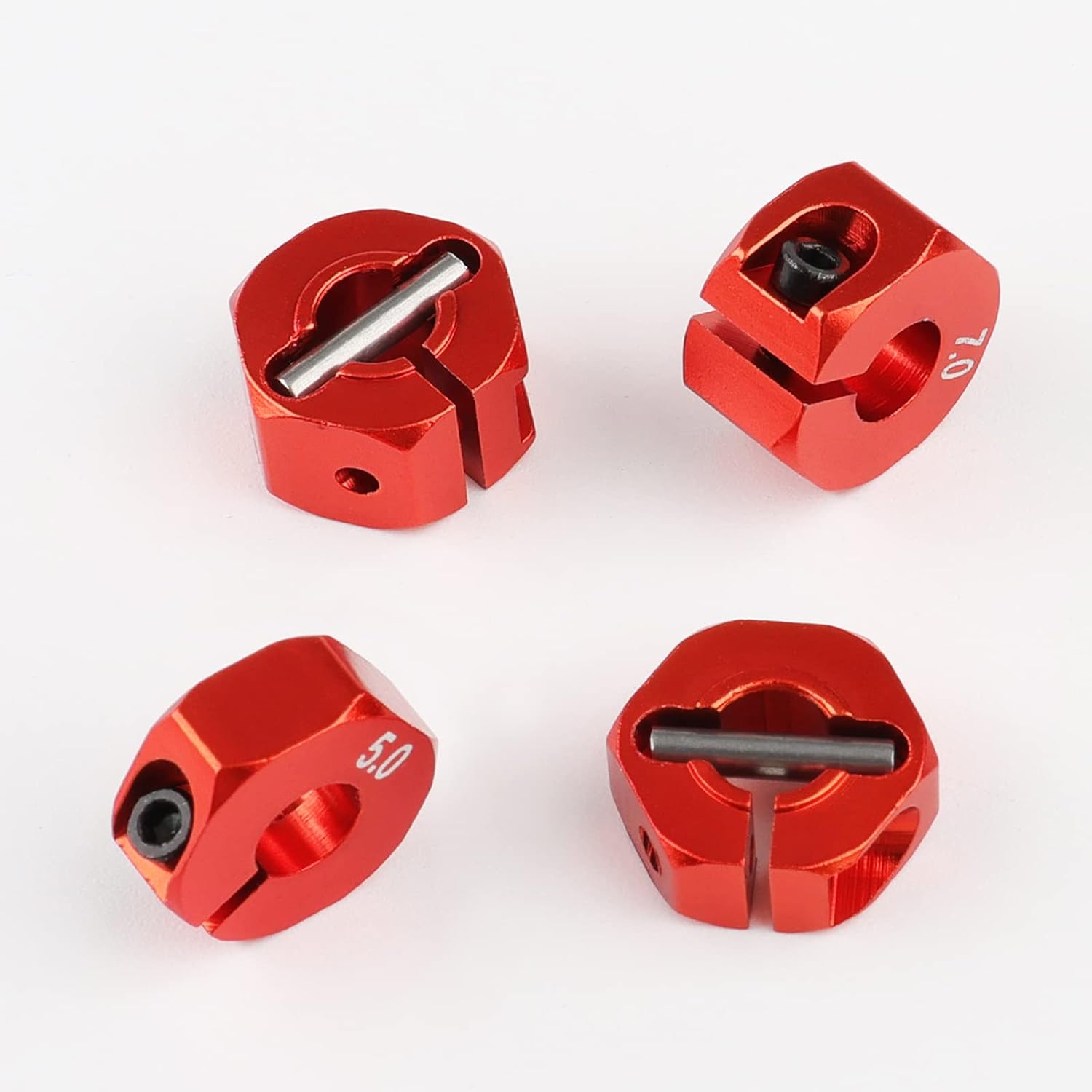 Rchobbytop Rchobbytop 4PCS Aluminum 2.2 Inch Beadlock Wheel Rims for 1/10 RC Crawler Truck Red and Silver - View 6 of 6