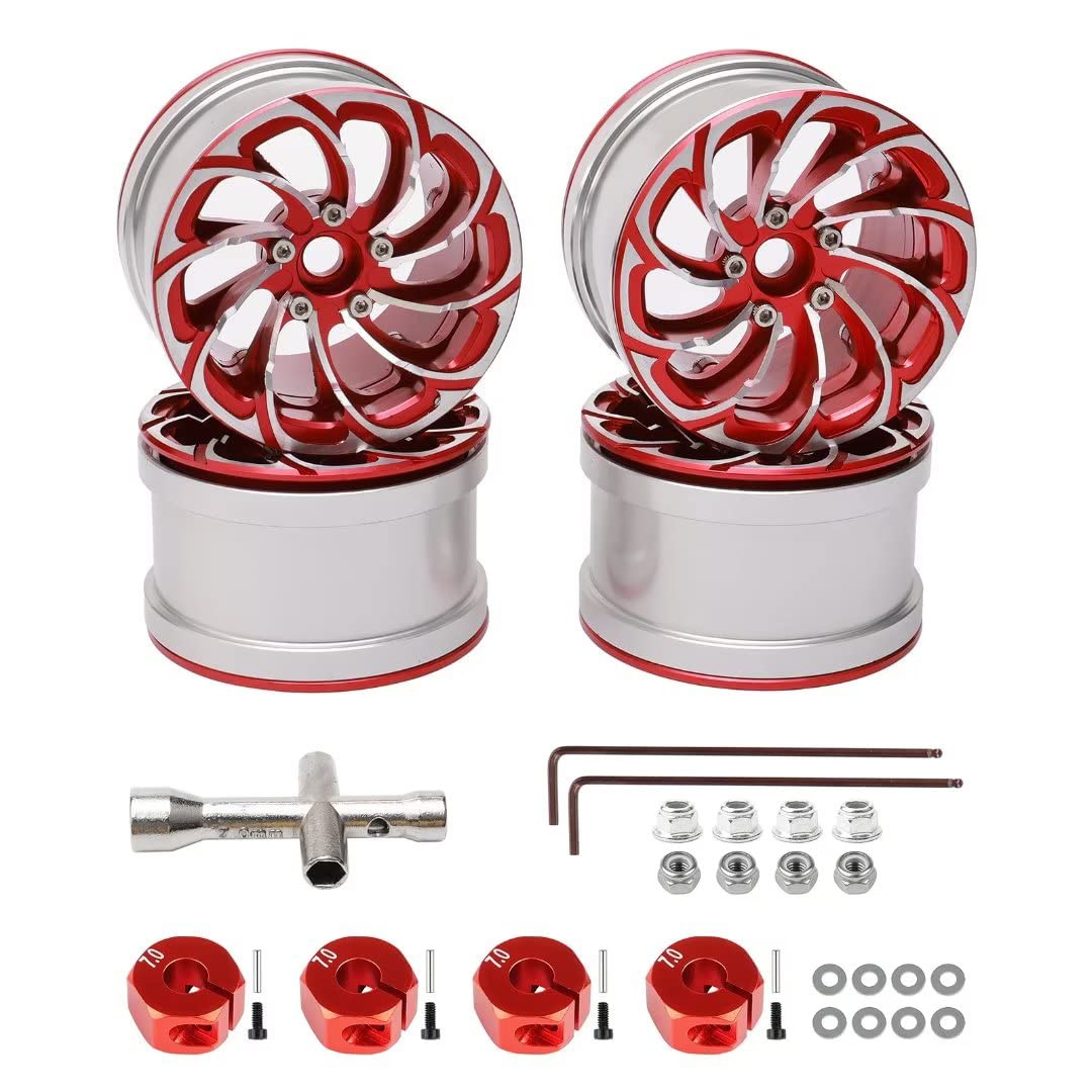 Rchobbytop Rchobbytop 4PCS Aluminum 2.2 Inch Beadlock Wheel Rims for 1/10 RC Crawler Truck Red and Silver