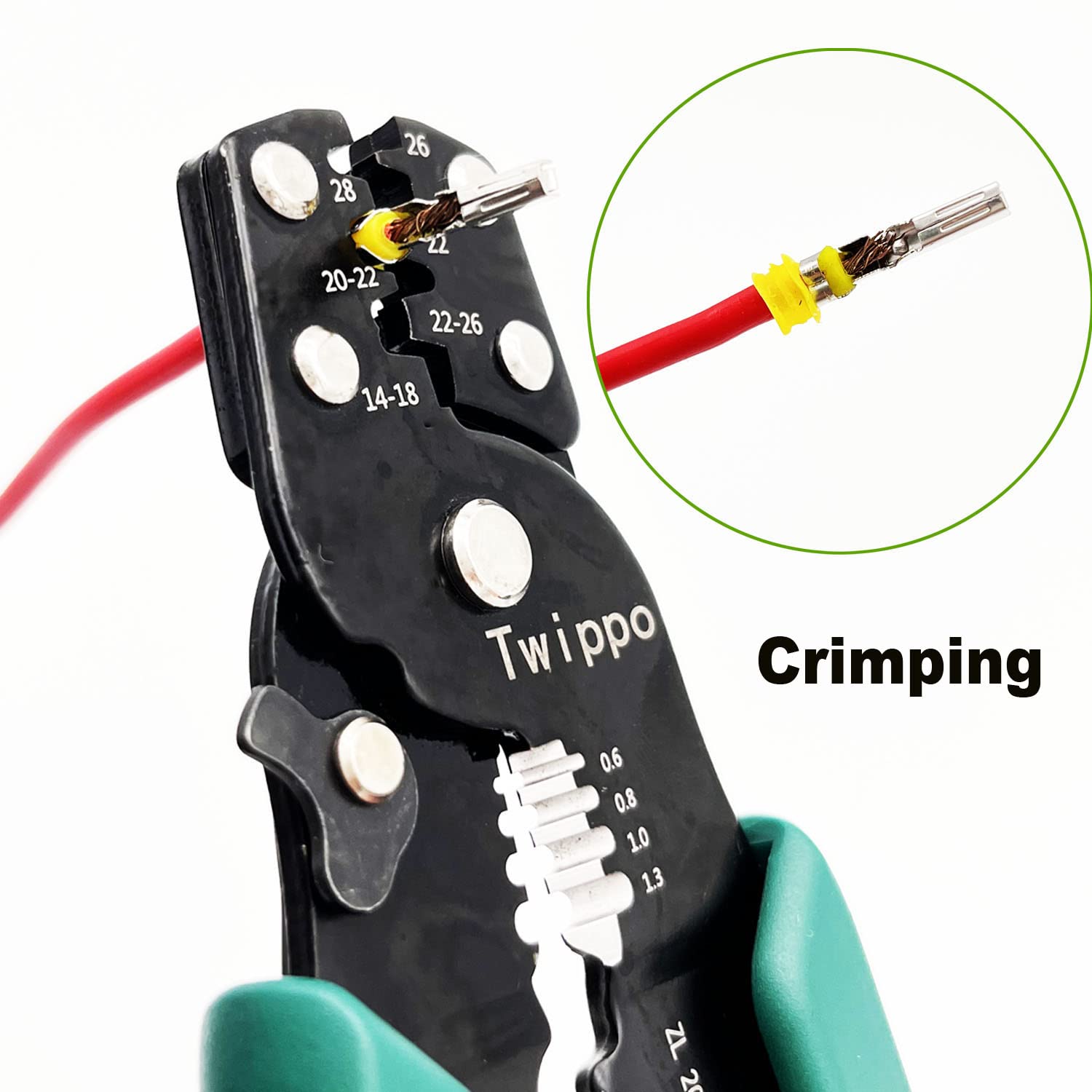 Twippo Twippo Crimping Tool Wire Crimper with Stripper Cutter for Open Barrel Terminals and Heat Shrink Connectors 26-10 AWG 22-16 AWG - View 2 of 6