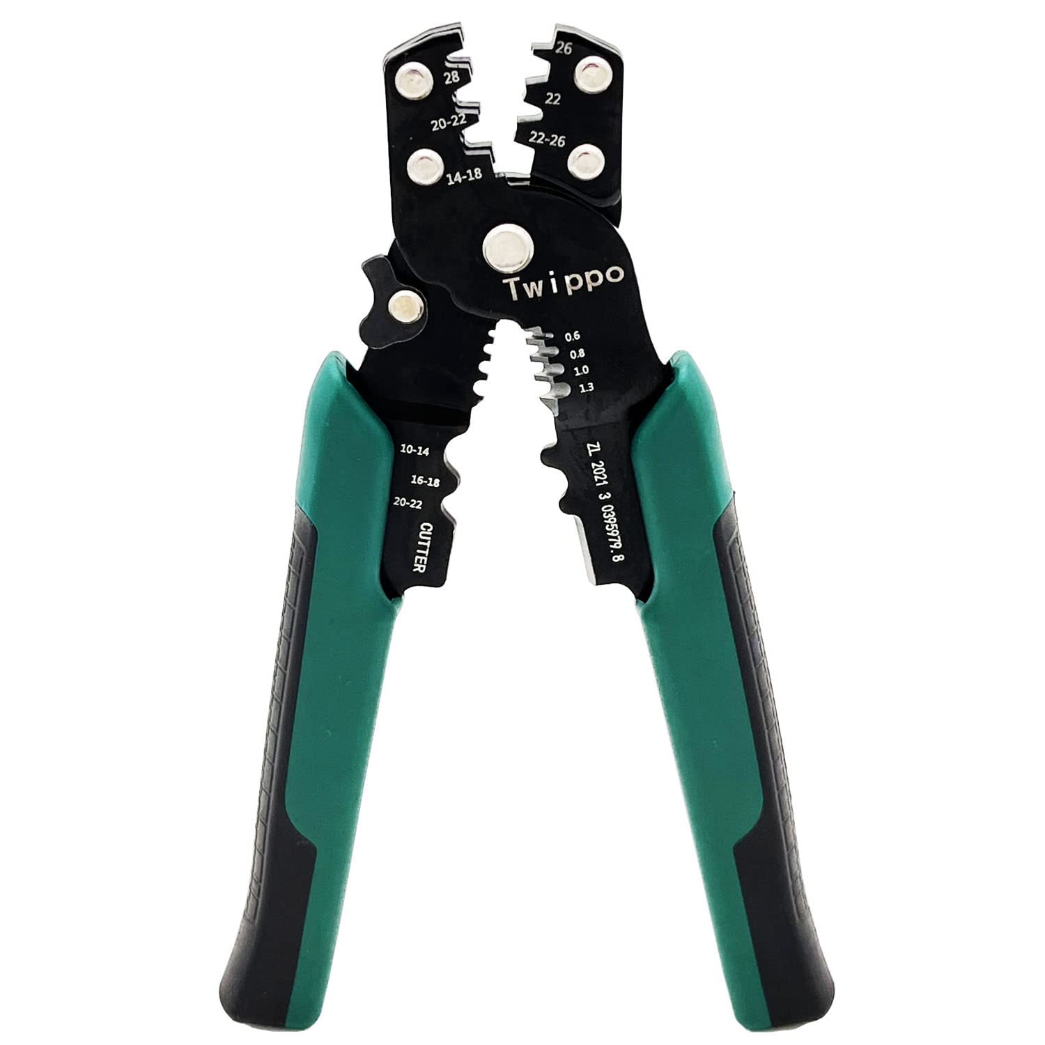 Twippo Twippo Crimping Tool Wire Crimper with Stripper Cutter for Open Barrel Terminals and Heat Shrink Connectors 26-10 AWG 22-16 AWG