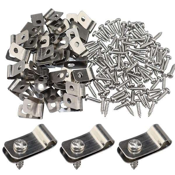 LSGCQ 100 Pcs Stainless Steel Wire Fence Clips & Screws for 12-16 Gauge Fencing - Durable Mounting Solution