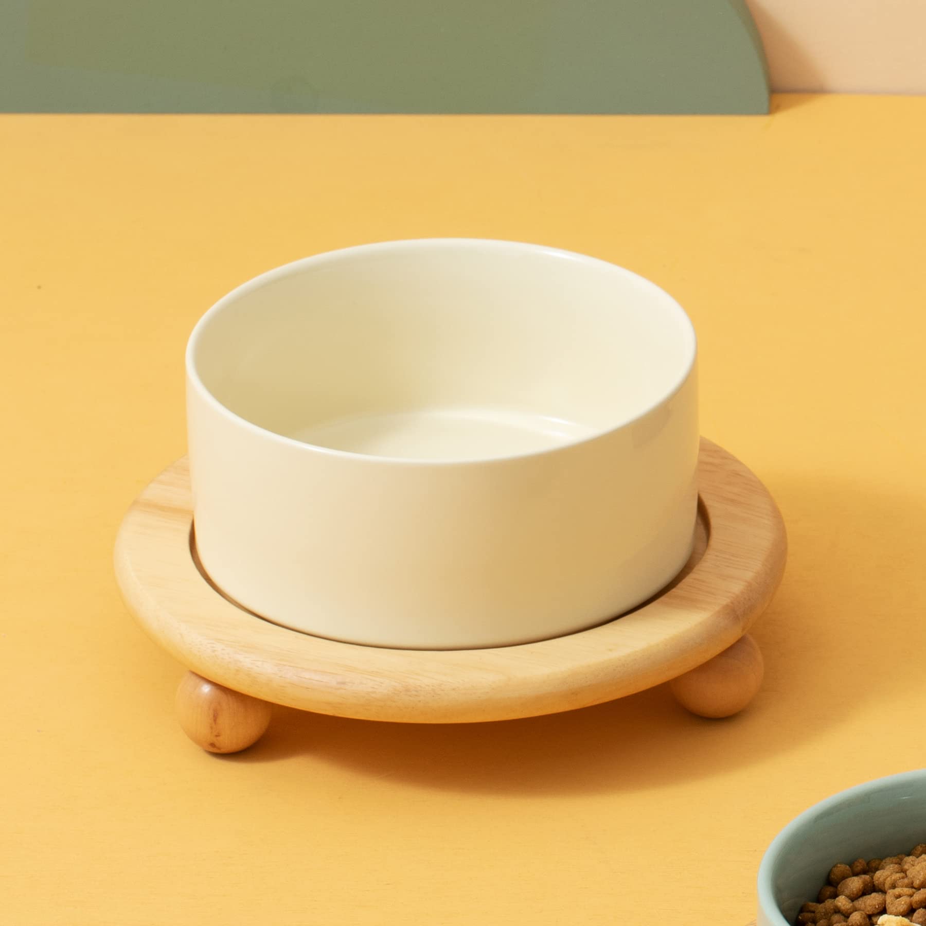Havniva Havniva Ceramic Elevated Cat Food and Water Bowl Raised Cat Dish for Comfortable Feeding Beige Stand 5.1 in - View 7 of 7