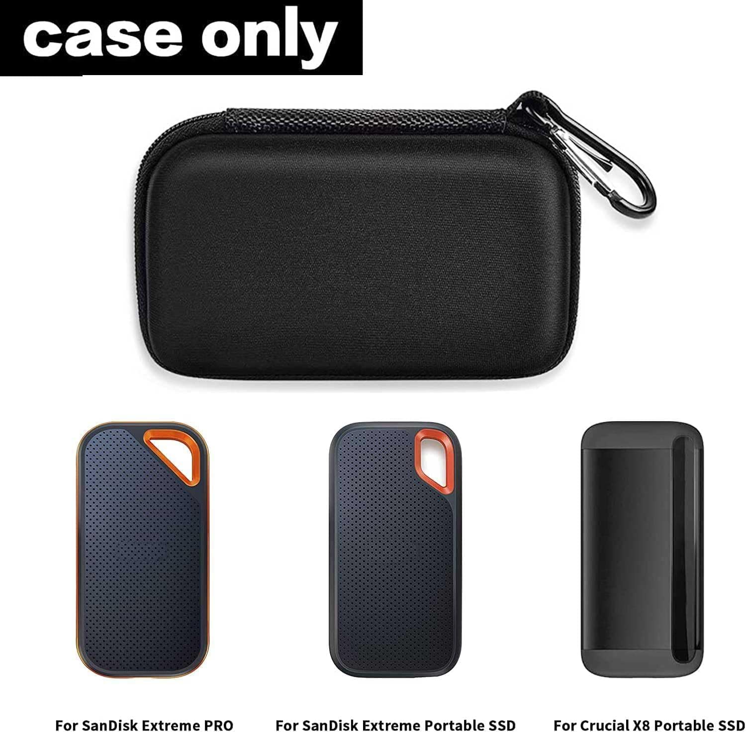 GWCASE Hard Case for SanDisk Extreme PRO 500GB 1TB 2TB 4TB Portable SSD and Crucial X8 Solid State Drive Travel Holder Black - View 2 of 9