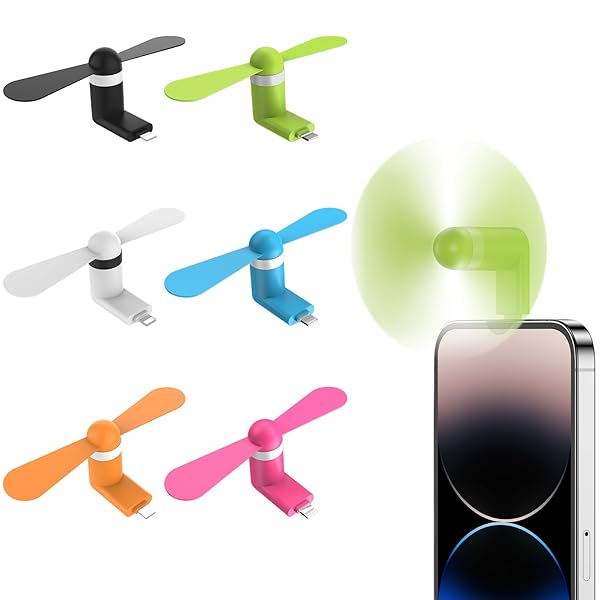 MIUOLV MIUOLV iPhone Fan 6 Pack: Portable Colorful Mobile Fans for iPhone 14/13/12/11/X - Stay Cool Anywhere!