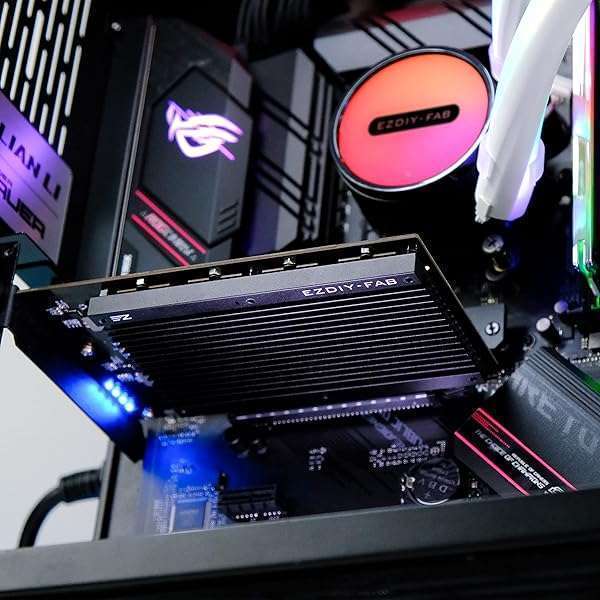 EZDIY-FAB EZDIY-FAB Quad M.2 PCIe Expansion Card: Boost SSD Performance with Heatsink & RAID Support for Intel & AMD - View 6 of 11